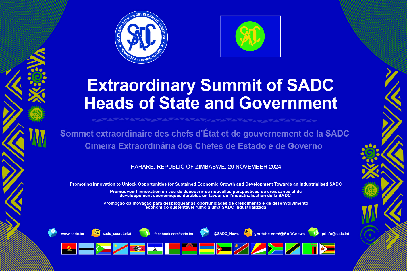 SADC To Hold An Extraordinary Summit Of Heads Of State And Government